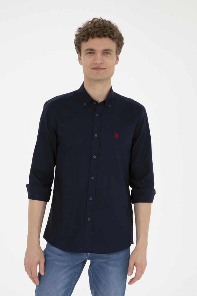 Erkek Lacivert Uzun Kollu Basic Gömlek