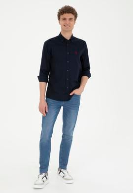 Erkek Lacivert Uzun Kollu Basic Gömlek - 50282614075