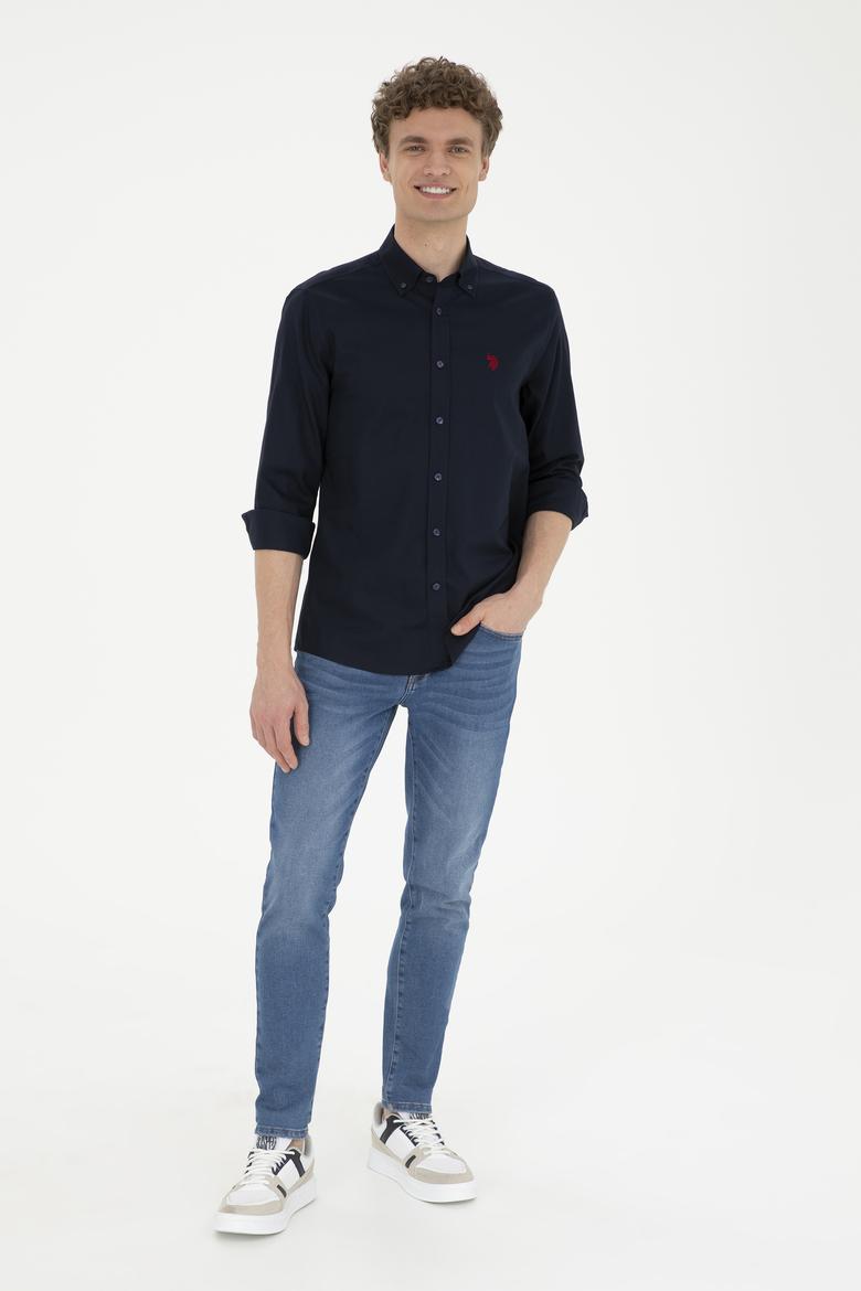 Erkek Lacivert Uzun Kollu Basic Gömlek - 50282614075