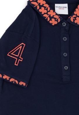 Kız Çocuk Lacivert Polo Yaka Basic Tişört - 50283284017