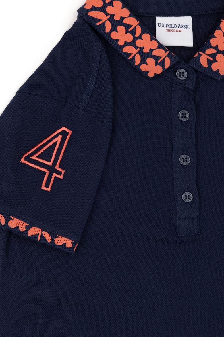 Kız Çocuk Lacivert Polo Yaka Basic Tişört - 50283284017