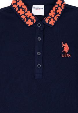 Kız Çocuk Lacivert Polo Yaka Basic Tişört - 50283284017