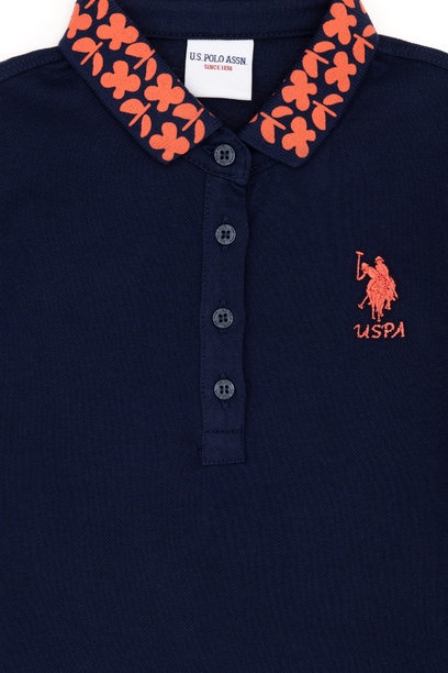 Kız Çocuk Lacivert Polo Yaka Basic Tişört