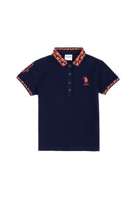 Kız Çocuk Lacivert Polo Yaka Basic Tişört - 50283284017