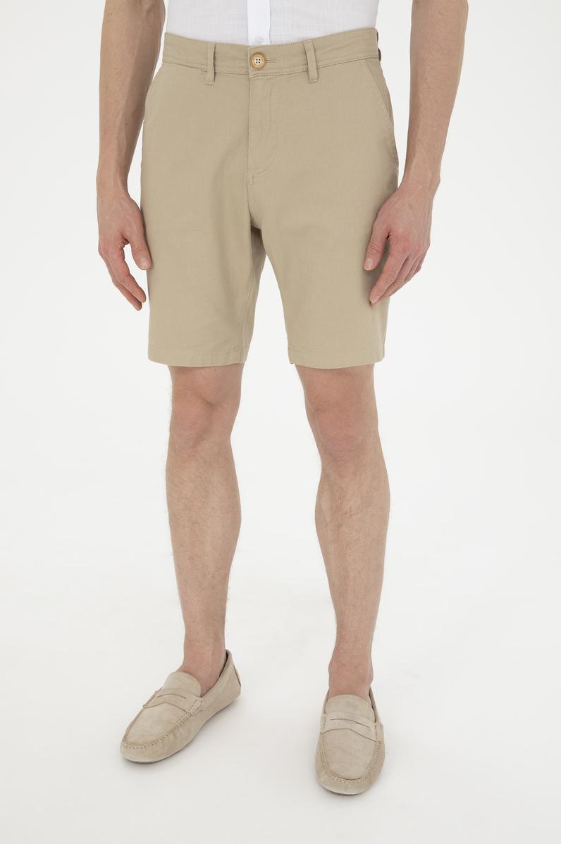 Erkek Açık Haki Dokuma Şort