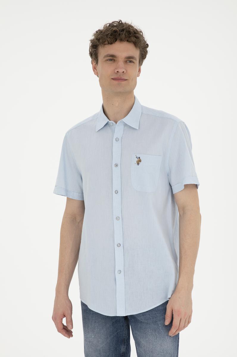 Erkek Açık Mavi Kısa Kollu Gömlek