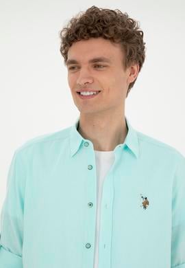 Erkek Su Yeşili Uzun Kollu Basic Gömlek - 50284297058