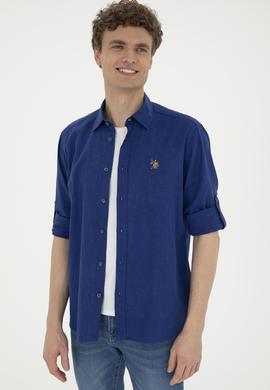 Erkek Mavi Uzun Kollu Basic Gömlek - 50284297123