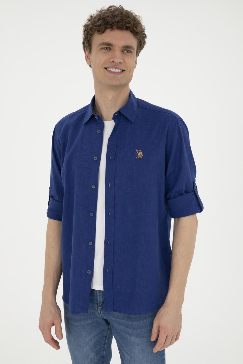 Erkek Mavi Uzun Kollu Basic Gömlek - 50284297123