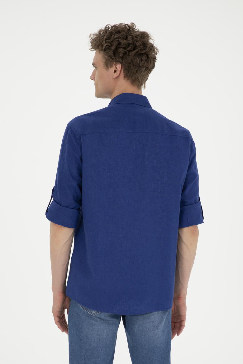 Erkek Mavi Uzun Kollu Basic Gömlek - 50284297123