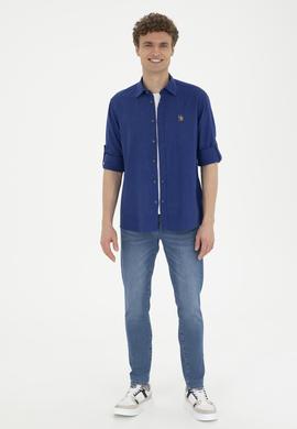 Erkek Mavi Uzun Kollu Basic Gömlek - 50284297123