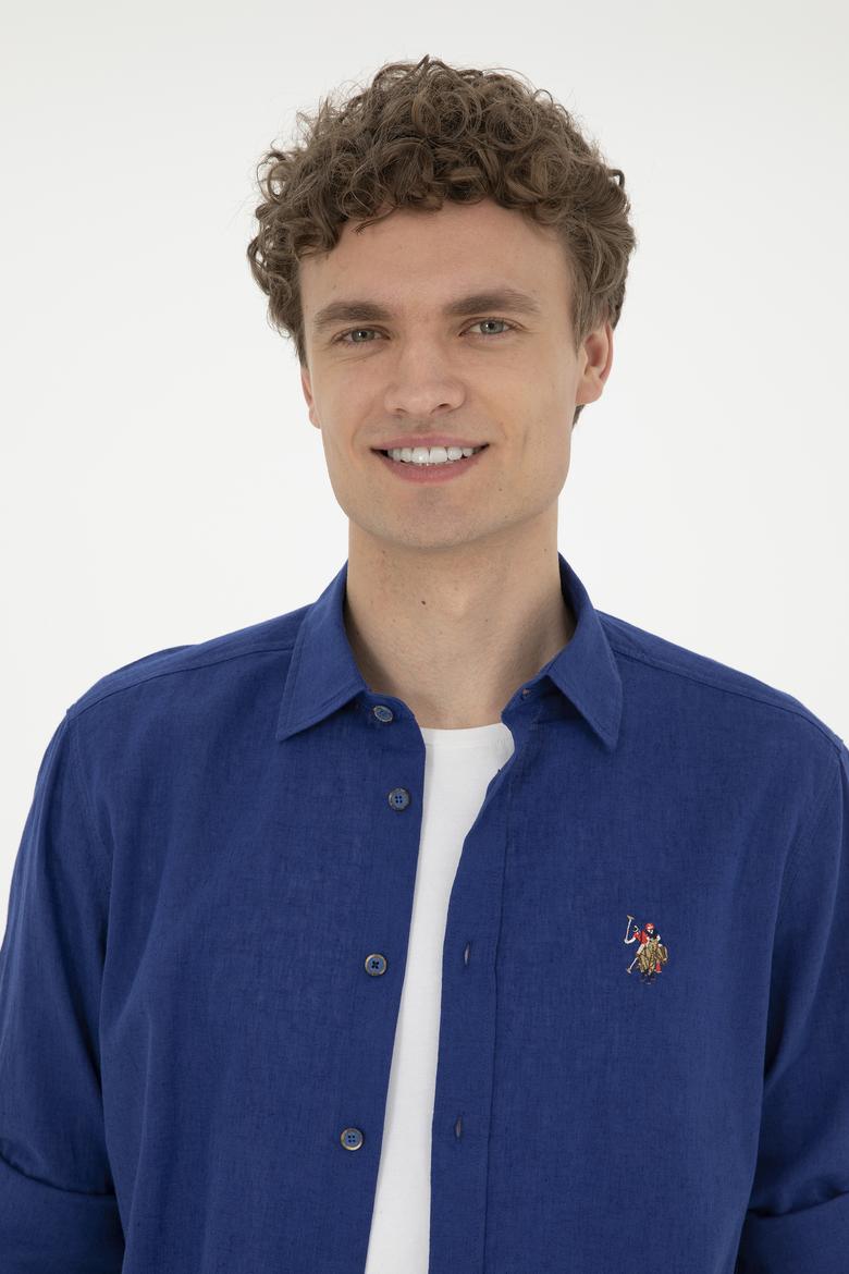 Erkek Mavi Uzun Kollu Basic Gömlek - 50284297123