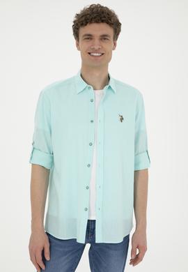 Erkek Su Yeşili Uzun Kollu Basic Gömlek - 50284297058