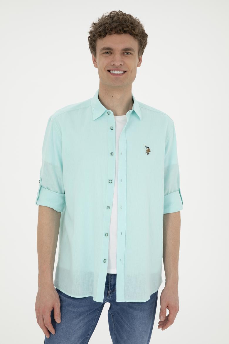 Erkek Su Yeşili Uzun Kollu Basic Gömlek - 50284297058