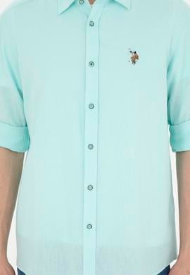 Erkek Su Yeşili Uzun Kollu Basic Gömlek - 50284297058