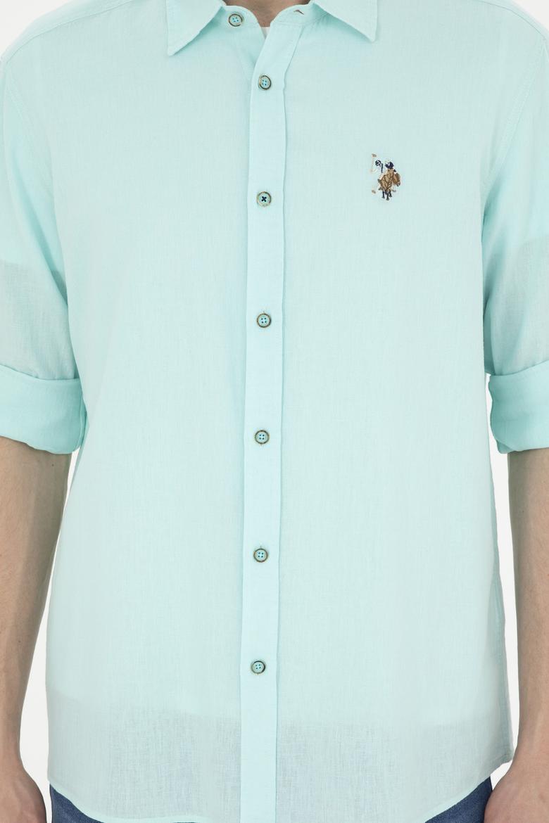 Erkek Su Yeşili Uzun Kollu Basic Gömlek - 50284297058