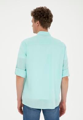 Erkek Su Yeşili Uzun Kollu Basic Gömlek - 50284297058