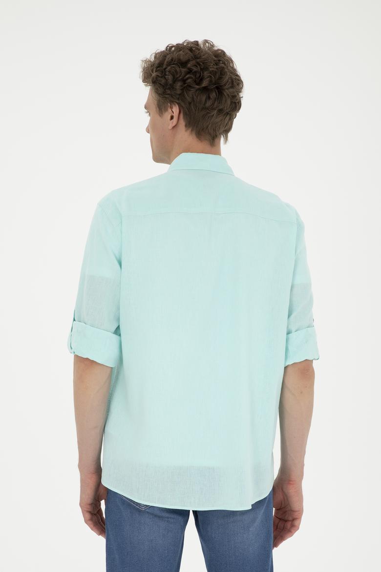 Erkek Su Yeşili Uzun Kollu Basic Gömlek - 50284297058