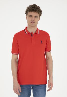 Erkek Regular Fit Polo Yaka Kırmızı Basic Tişört - 50284639019