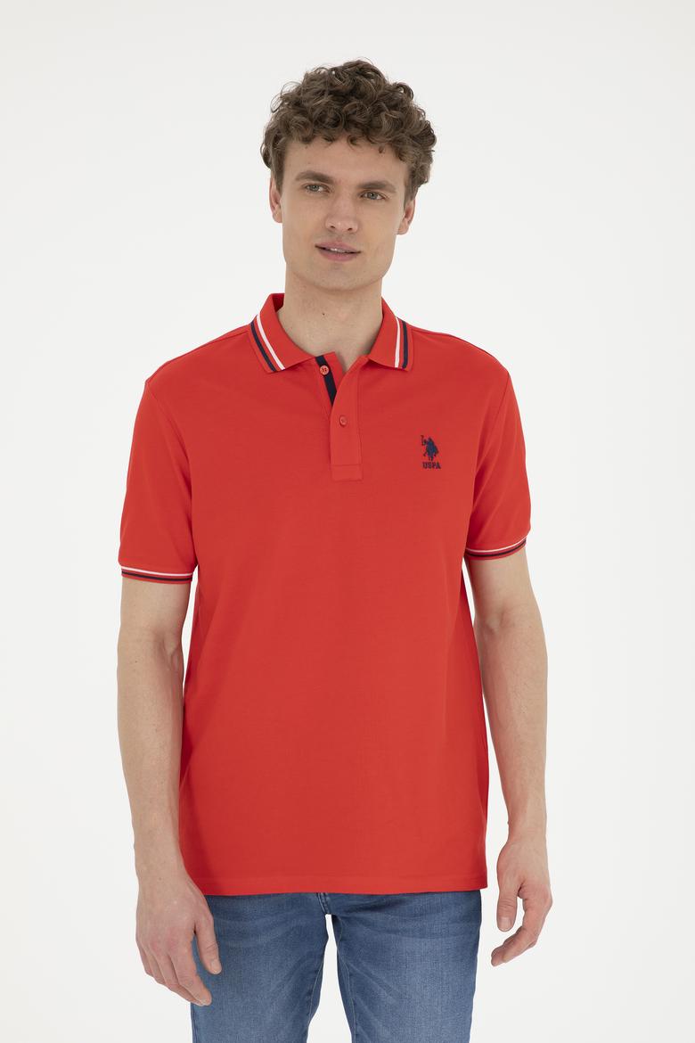 Erkek Regular Fit Polo Yaka Kırmızı Basic Tişört