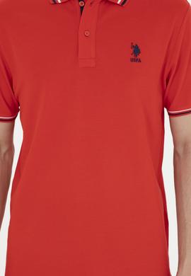 Erkek Regular Fit Polo Yaka Kırmızı Basic Tişört - 50284639019
