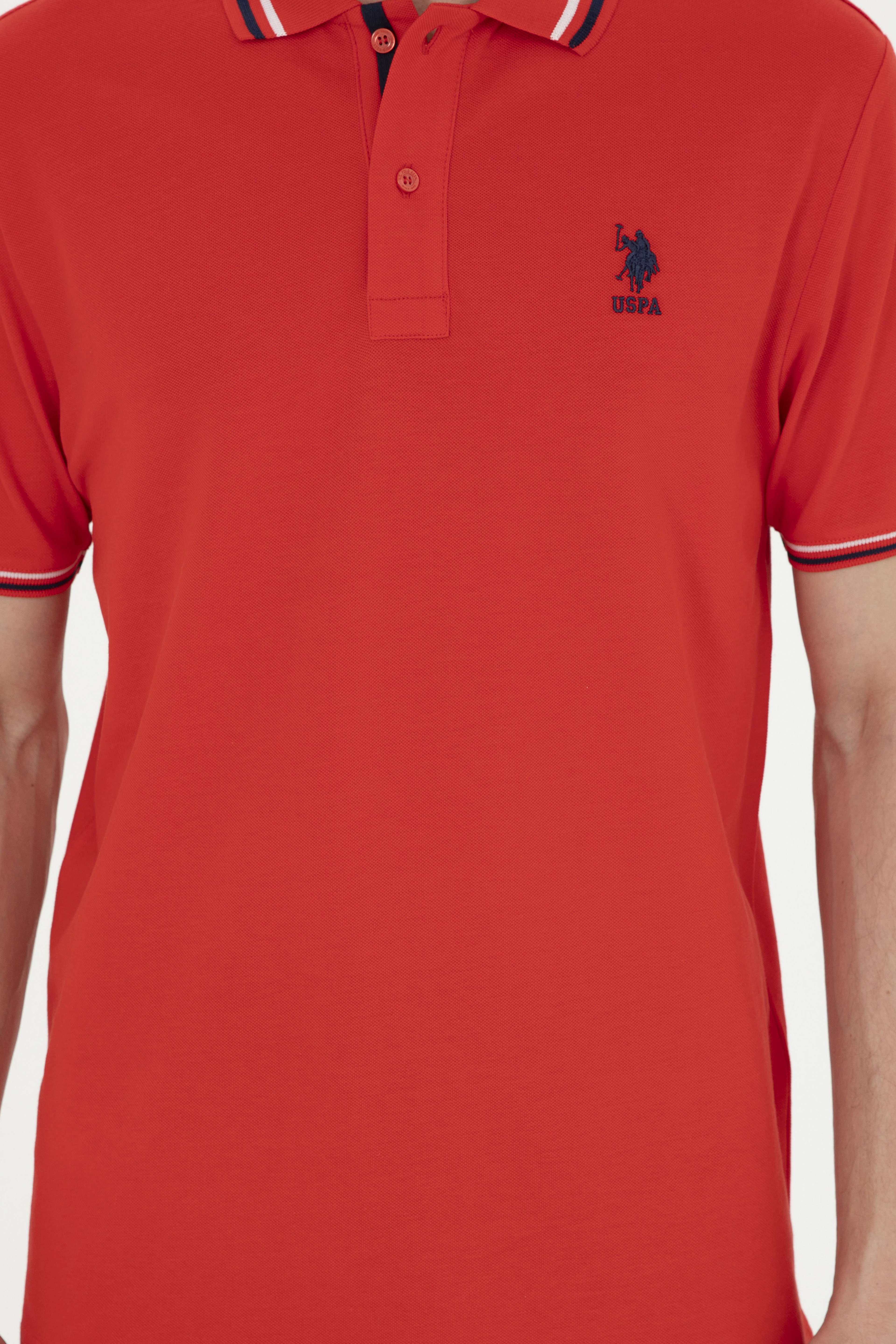 Erkek Regular Fit Polo Yaka Kırmızı Basic Tişört - Image 6