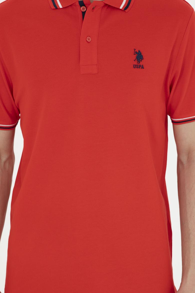Erkek Regular Fit Polo Yaka Kırmızı Basic Tişört - 50284639019