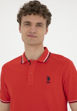 Erkek Regular Fit Polo Yaka Kırmızı Basic Tişört - 50284639019