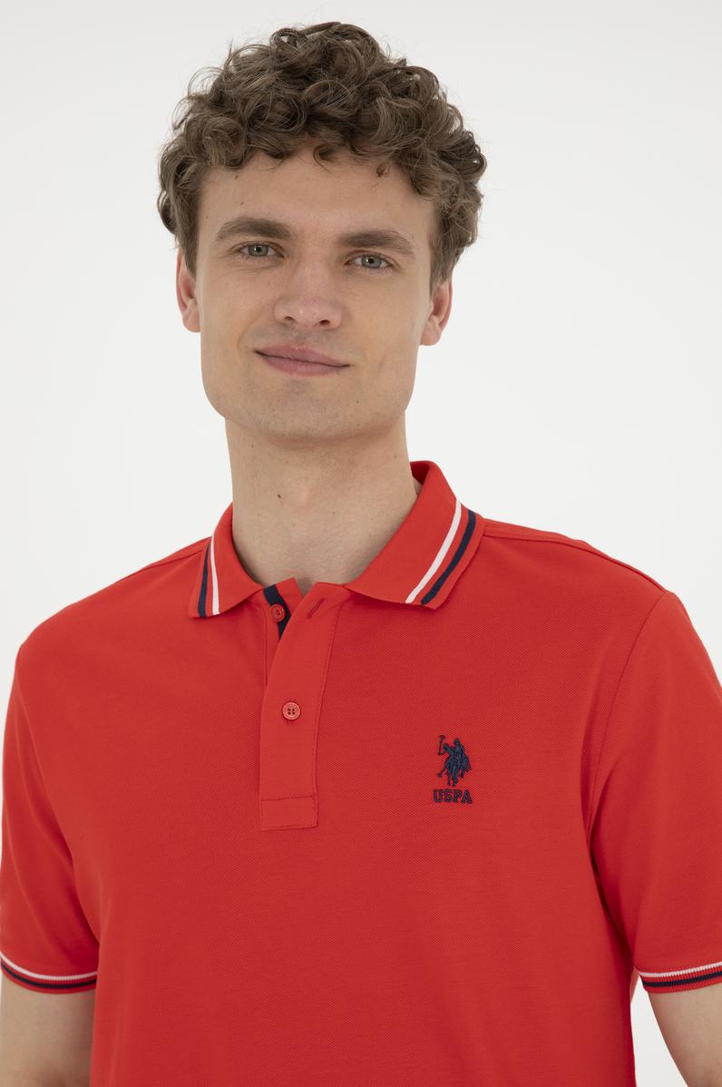 Erkek Regular Fit Polo Yaka Kırmızı Basic Tişört