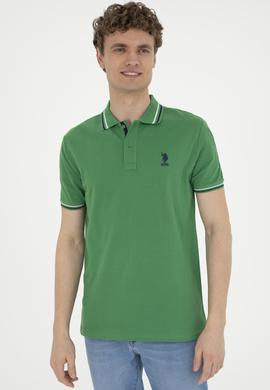 Erkek Regular Fit Polo Yaka Yeşil Basic Tişört - 50284639091