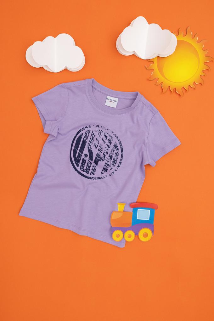 Erkek Çocuk Lila Basic Bisiklet Yaka Tişört