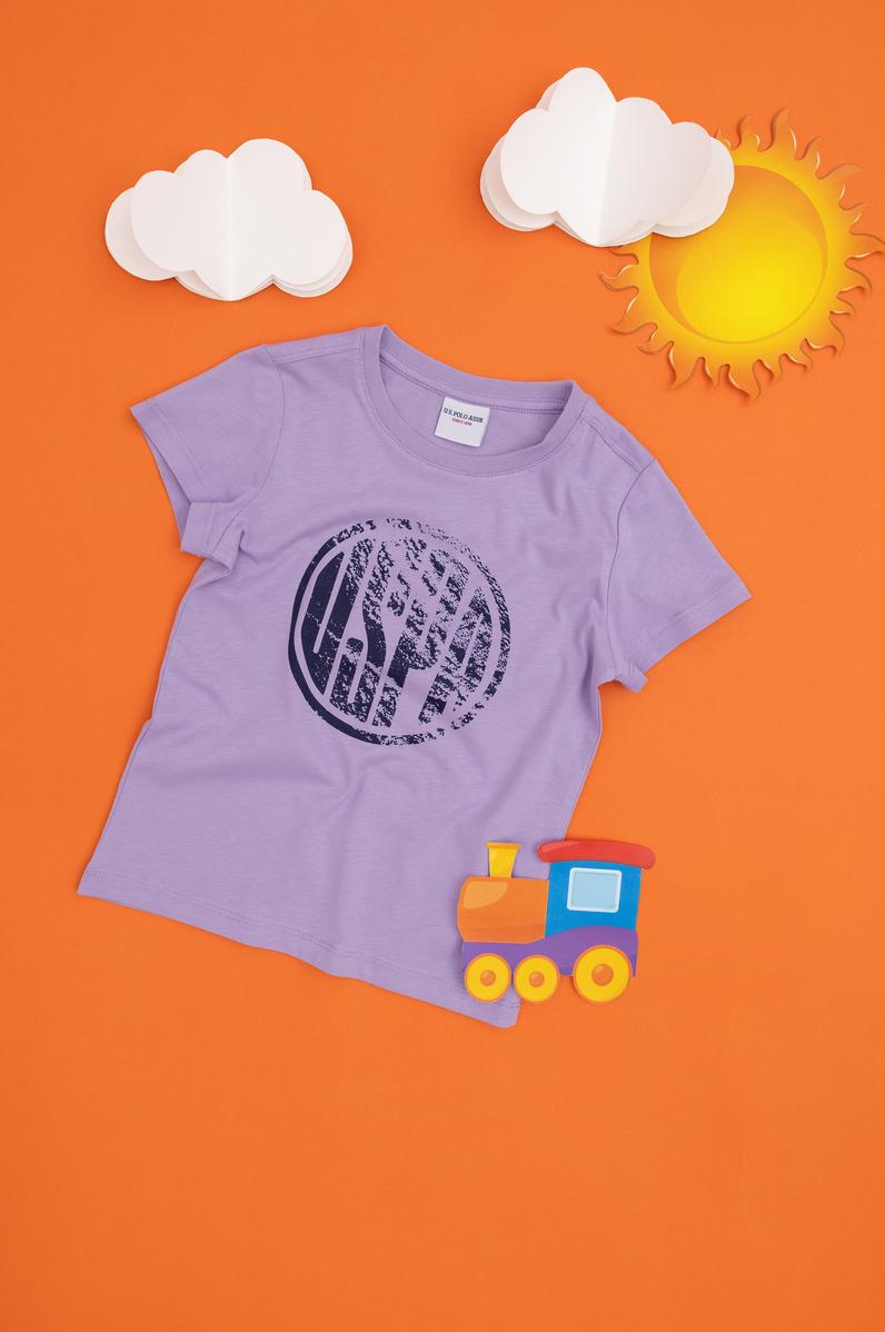 Erkek Çocuk Lila Basic Bisiklet Yaka Tişört
