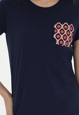 Kadın Lacivert Bisiklet Yaka Tişört - 50285856005