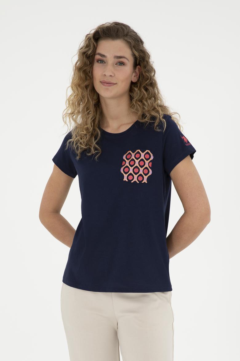 Kadın Lacivert Bisiklet Yaka Tişört