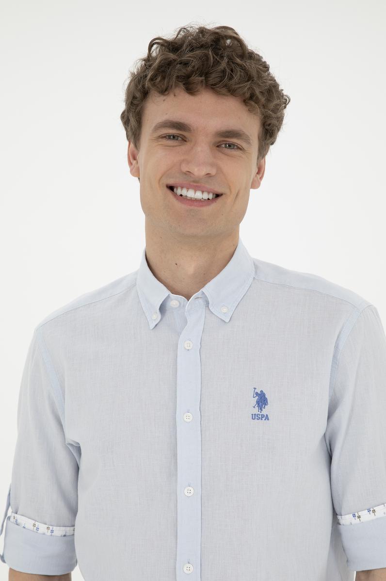 Erkek Açık Mavi Uzun Kollu Gömlek