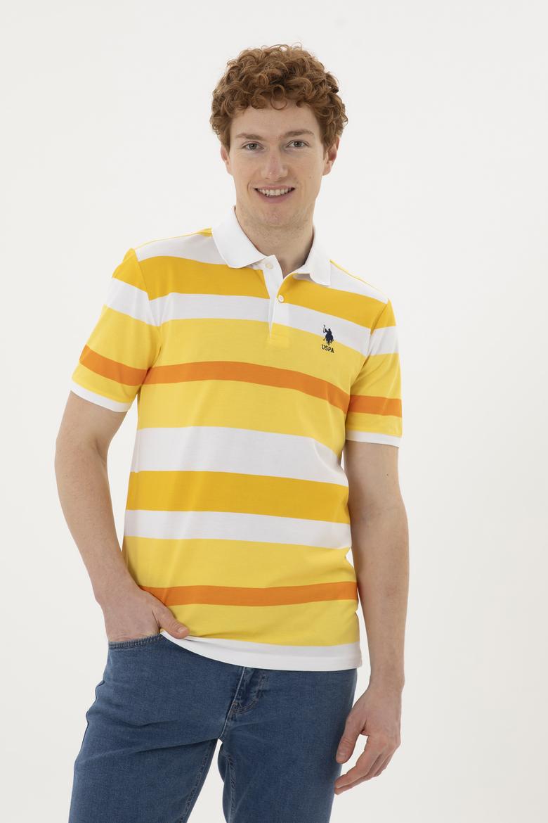 Erkek Regular Fit Polo Yaka Safran Tişört