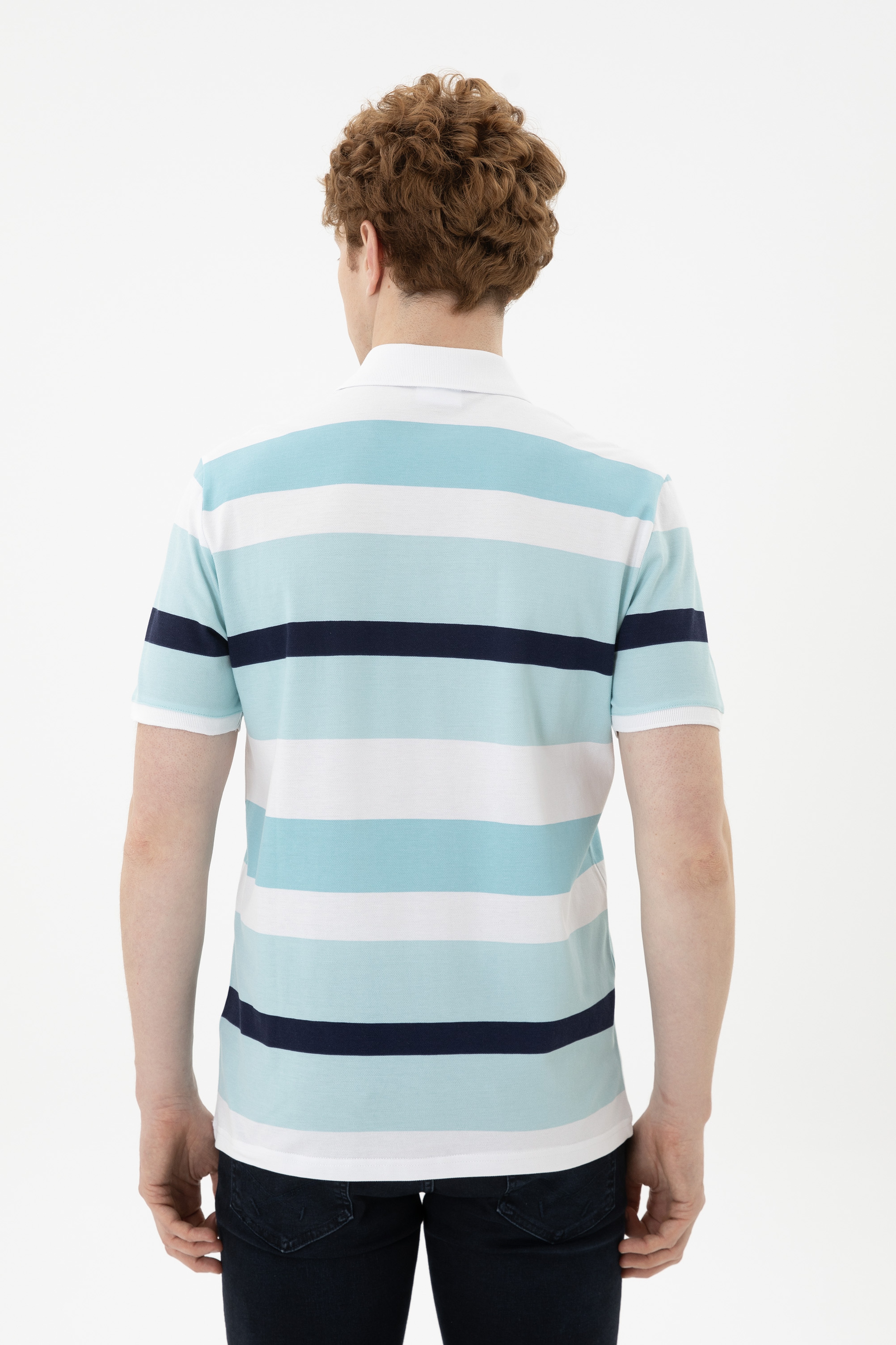 Erkek Regular Fit Polo Yaka Mint Tişört - Image 5