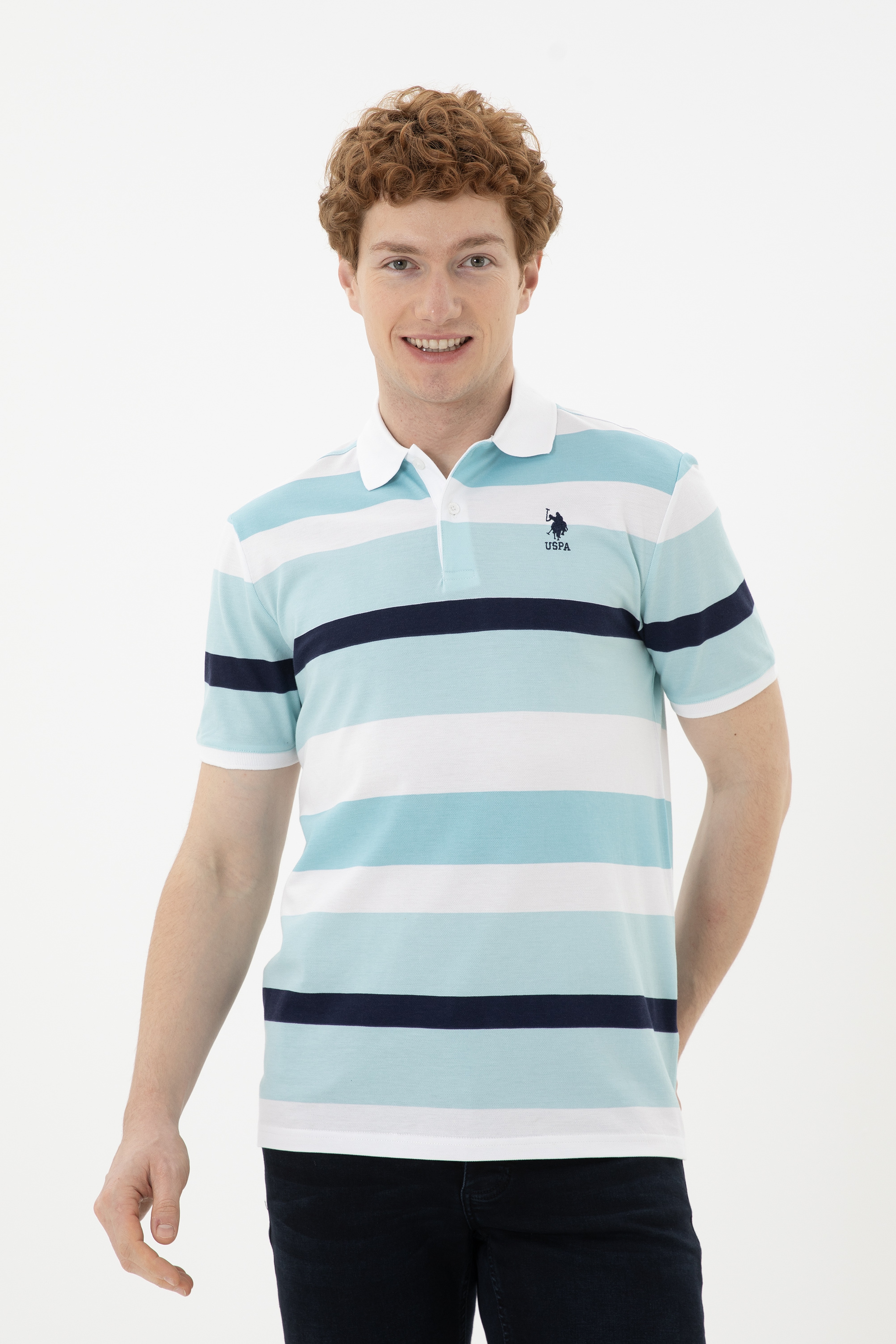 Erkek Regular Fit Polo Yaka Mint Tişört - Image 1