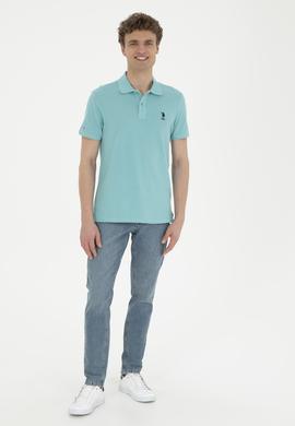 Erkek Slim Fit Polo Yaka Mint Basic Tişört - 50289344027