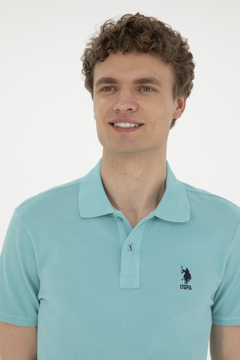 Erkek Slim Fit Polo Yaka Mint Basic Tişört - 50289344027