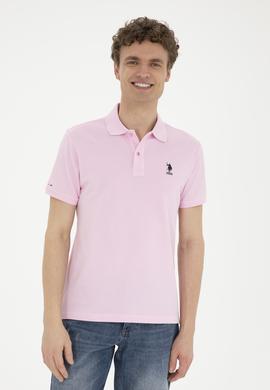 Erkek Slim Fit Polo Yaka Pembe Basic Tişört - 50289344057