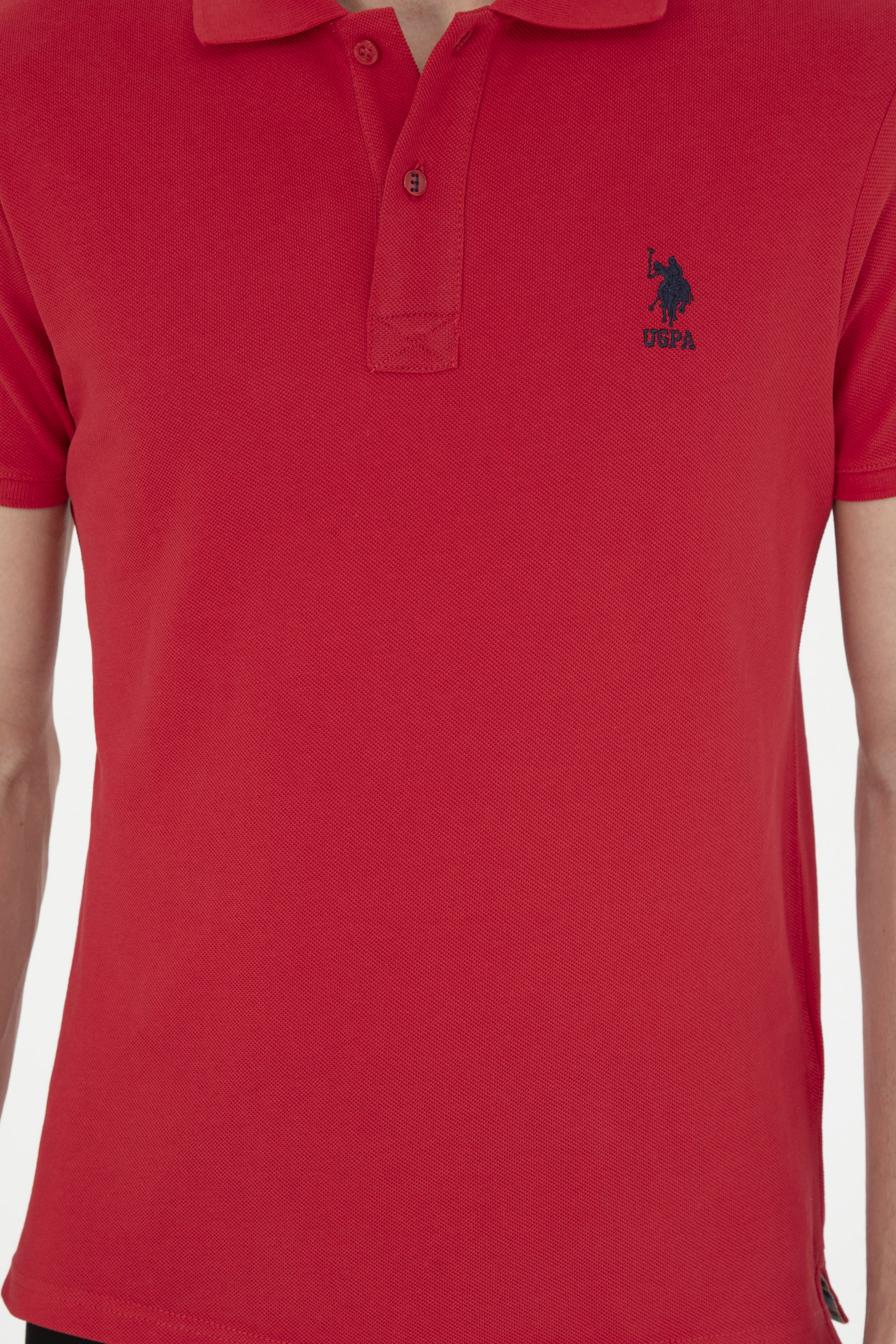 Erkek Slim Fit Polo Yaka Kırmızı Basic Tişört
