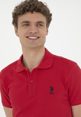 Erkek Slim Fit Polo Yaka Kırmızı Basic Tişört - 50289344109