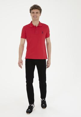 Erkek Slim Fit Polo Yaka Kırmızı Basic Tişört - 50289344109
