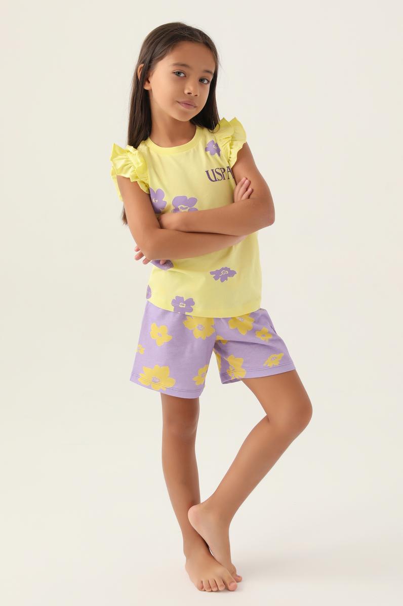 Kız Çocuk Açık Sarı Pijama Takımı