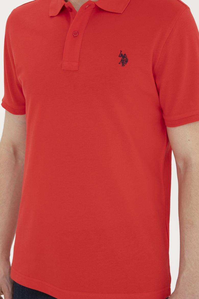 Erkek Slim Fit Polo Yaka Kırmızı Basic Tişört - 50279573396