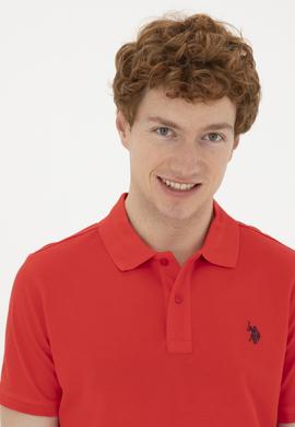 Erkek Slim Fit Polo Yaka Kırmızı Basic Tişört - 50279573396