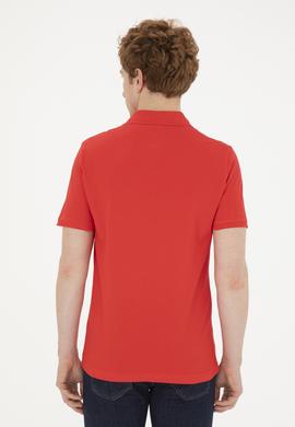 Erkek Slim Fit Polo Yaka Kırmızı Basic Tişört - 50279573396