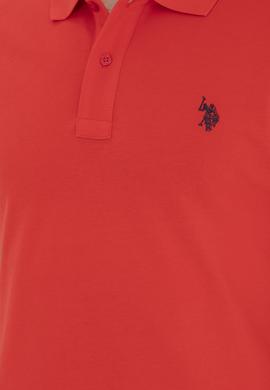Erkek Slim Fit Polo Yaka Kırmızı Basic Tişört - 50279573396
