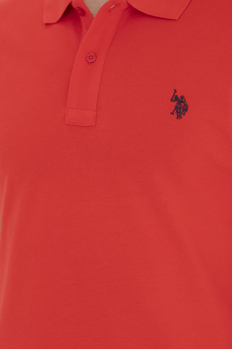 Erkek Slim Fit Polo Yaka Kırmızı Basic Tişört - 50279573396